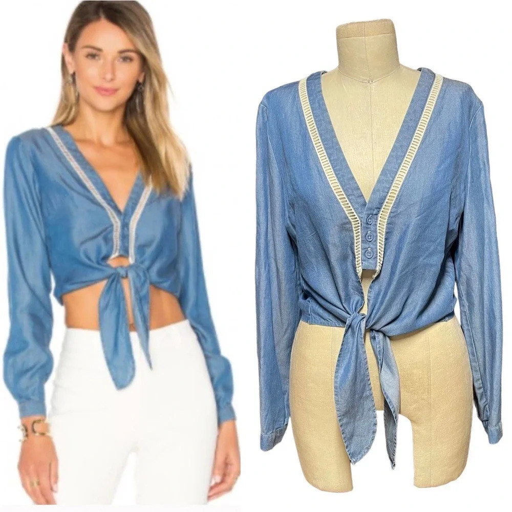 Lovers + Friends Carmine Chambray Tencel Top Size‎ Medium